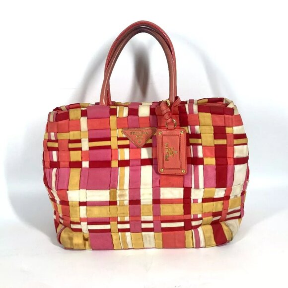 PRADA BN1653 Multicolore Logo braid Shoulder Bag Tote Bag Handbag Shoulder Bag - Picture 1 of 14